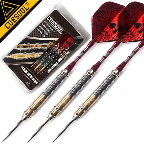 Professional 27g Cuesoul 3pcsset Steel Tip Darts Set With Red Skull