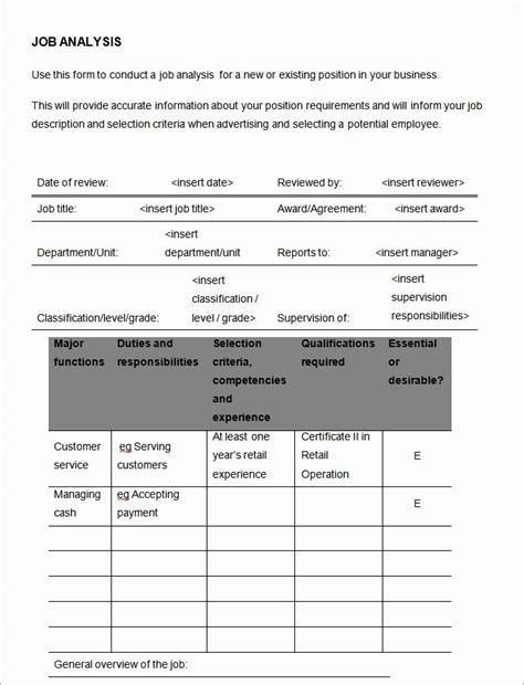 30 Job Task Analysis Examples Example Document Template