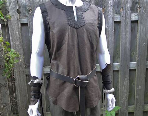 Pull tunique Viking en cuir chemise médiéval en cuir à Tunique viking