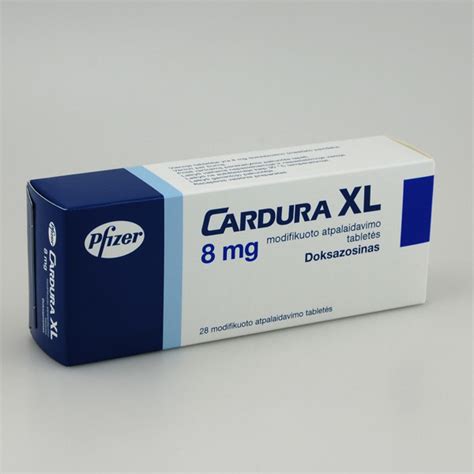 CARDURA XL 8 mg modifikuoto atpalaidavimo tabletės N28 Gintarinė