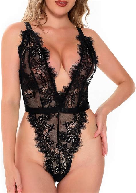 Ruzishun Women S Lace Teddy Lingerie Deep V One Piece India Ubuy