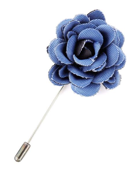 Lanvin Faille Rose Lapel Pin Blue Lapel Pins Lapel Pins Mens