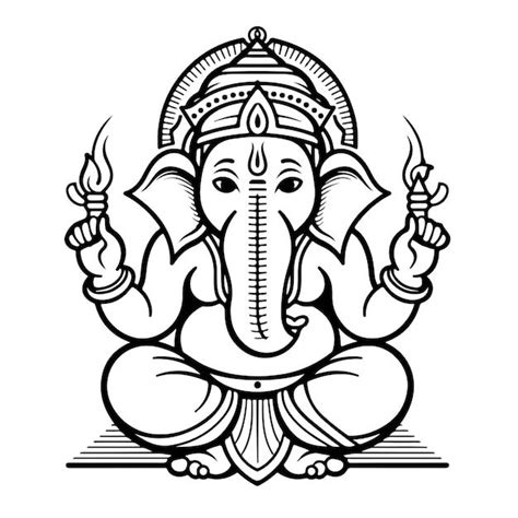 Lord Ganesha Outline Illustration Lord Drawing Outline Drawing Lord