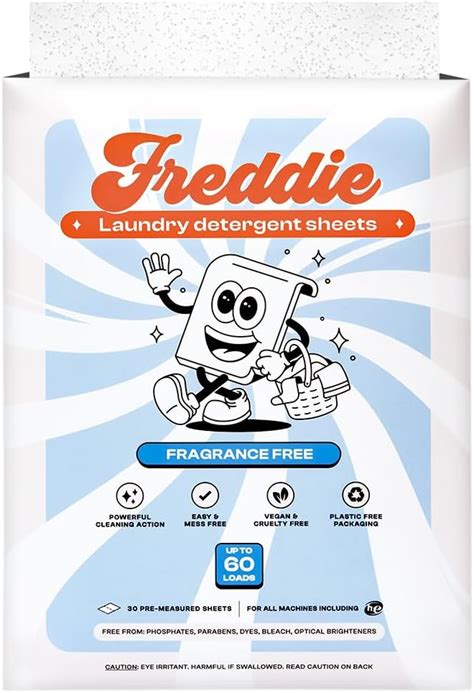 Amazon.com: Freddie Laundry Detergent Sheets - Fragrance Free Unscented ...