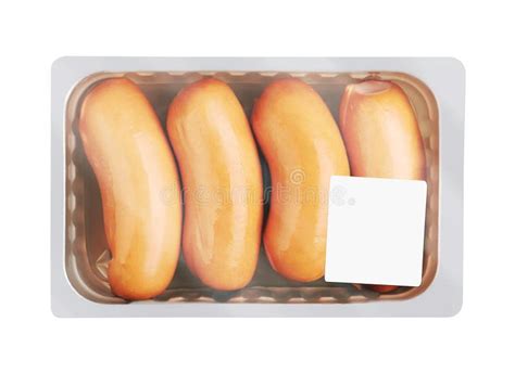 Boiled Sausages In Pack Isolated On White Stock Photo Image Of