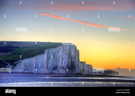 Winter sunrise and Seven Sisters cliffs landscape Stock Photo - Alamy