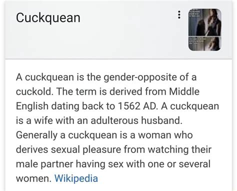 Cuckquean A Cuckquean Is The Gender Opposite Of A Cuckold The Term Is Derived From Middle