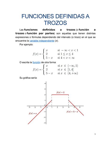 Funciones Definidas A Trozos FUNCIONES DEFINIDAS A TROZOS Las