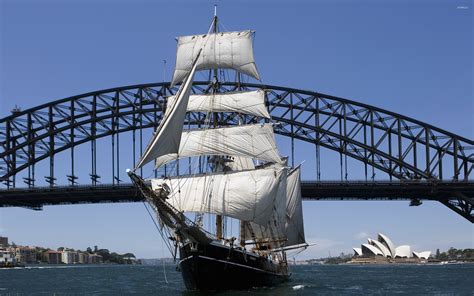 Sailboat under Sydney Harbour Bridge wallpaper - World wallpapers - #31223