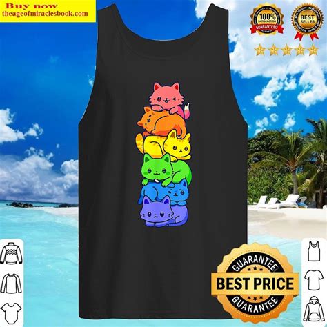 Gay Pride Cat Lgbt Kawaii Cats Pile Cute Anime Rainbow Flag Shirt