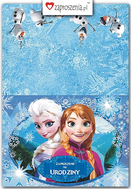 Zaproszenia Na Urodziny Dla Dzieci Kraina Lodu Elsa Anna Frozen