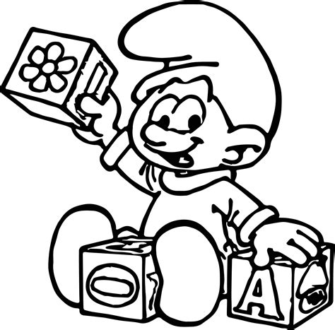 Baby Smurf Playing Toy Coloring Page - Wecoloringpage.com