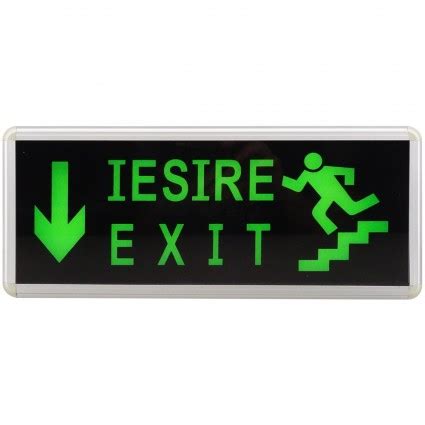 Lampa Iesire Exit Led Sageata Jos Trepte Scara Fata Cu Acumulator H