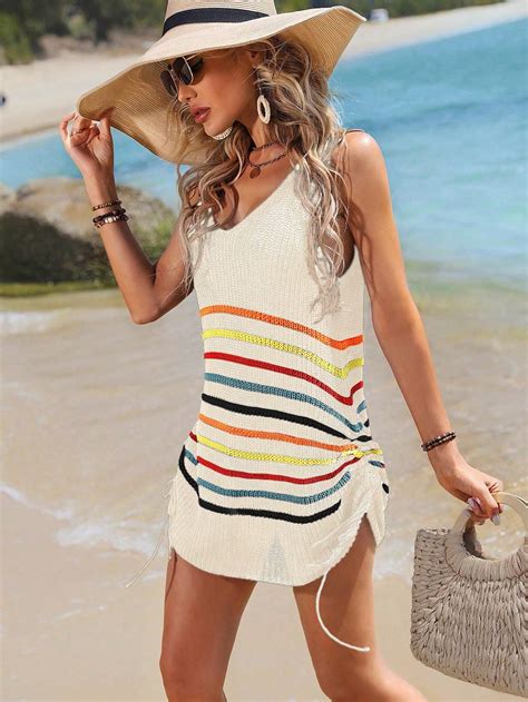 Shein Swim Vcay Vestido De Cobertura Listrado Cord O Ao Lado Shein Brasil