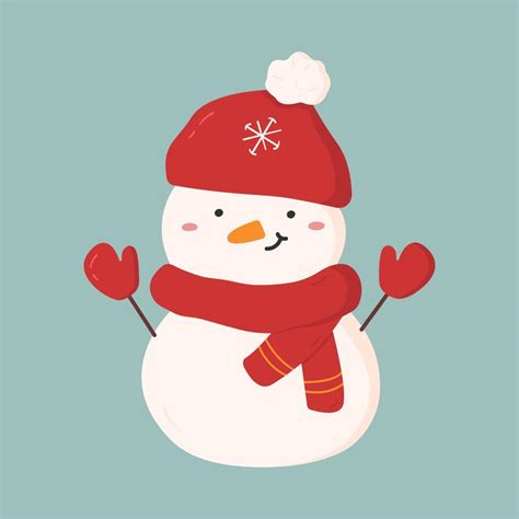 Smiling Cute Snowman With Scarf Mittens And Hat Christmas Character