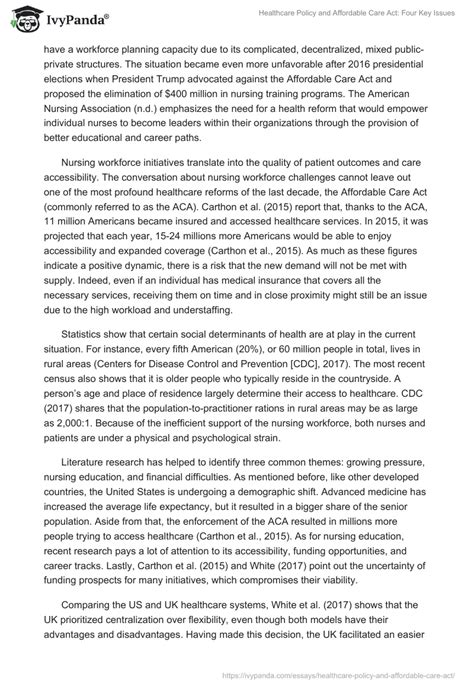 Healthcare Policy And Affordable Care Act 1146 Words Essay Example