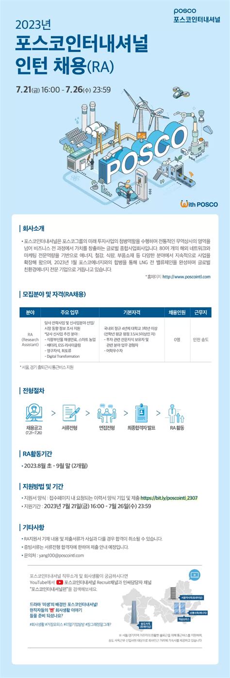 포스코인터내셔널 채용공고 2023년 Ra분야 인턴 채용 2023년 채용