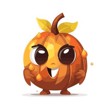 Fall Acorn Vector, Sticker Clipart Cute Cartoon Pumpkin Character ...