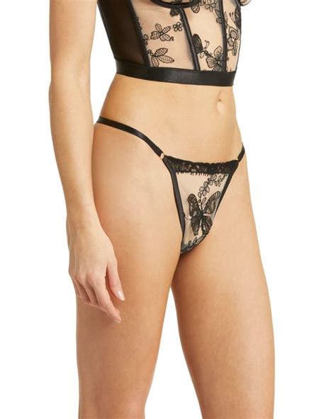 Kilo Brava Embroidered Mesh G String Thong In Brown Lyst