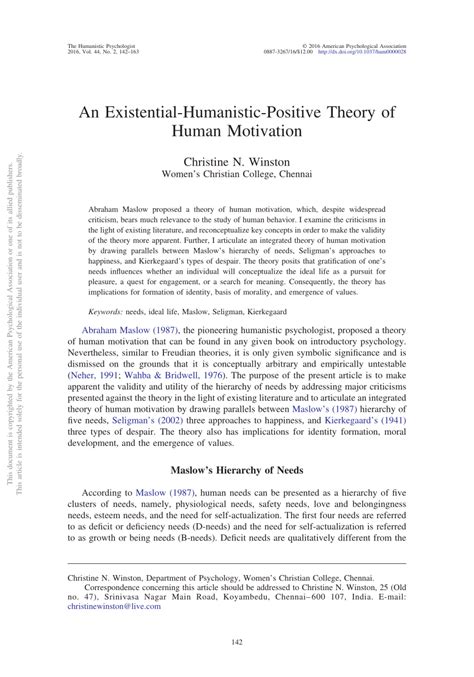 An Existential-Humanistic-Positive Theory of Human Motivation | Request PDF