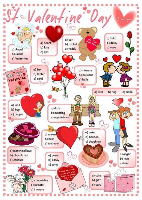 Valentines Day Vocabulary Multiple Choice ️ ️ ️ Ittt