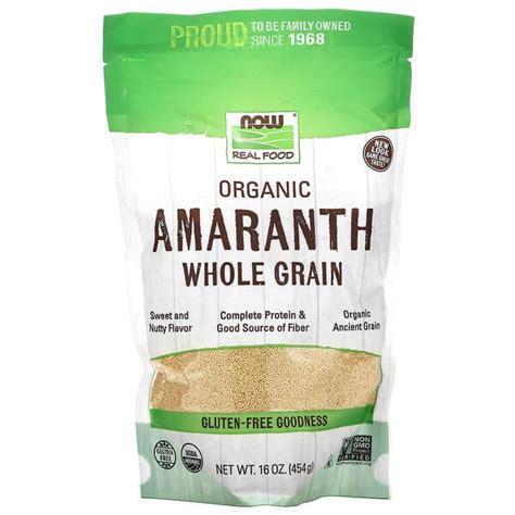 Now Foods Organic Amaranth Whole Grain 16 Oz 454 G