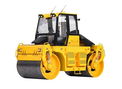 Yellow Road Roller Isolated On White Stock Illustration Illustration