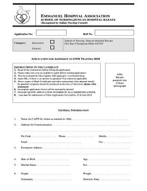 Fillable Online Gnm Application Form Duncan Hospital Raxaul Pdf