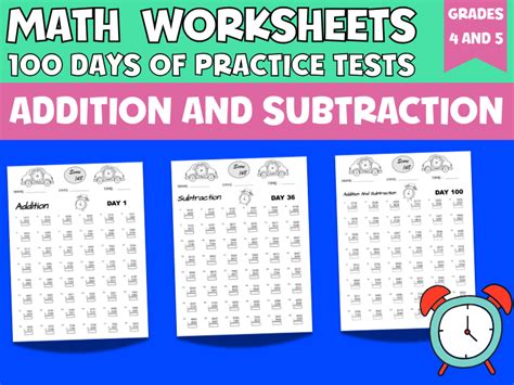 Addition And Subtraction Worksheets 100 Days Of Practice Tests