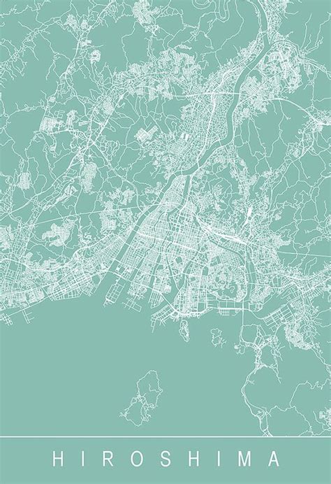 Hiroshima City Map Art Print Line Art City Map Japan Japanese Asia