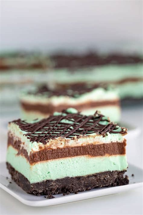 Mint Chocolate Layer Dessert - Cookie Dough and Oven Mitt