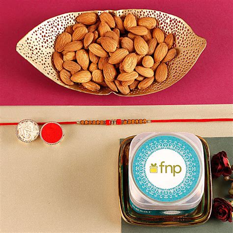 Buy Send Sneh Wooden Beads Rakhi Kesar Almonds Online Fnp