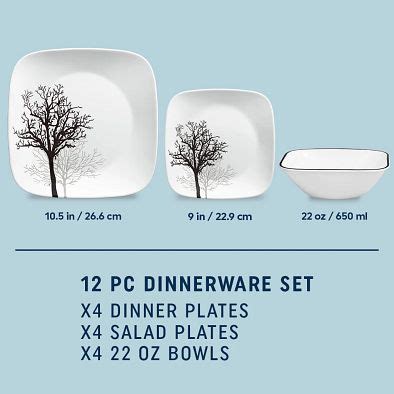 Timber Shadows Square 12 Piece Dinnerware Set Service For 4 Corelle