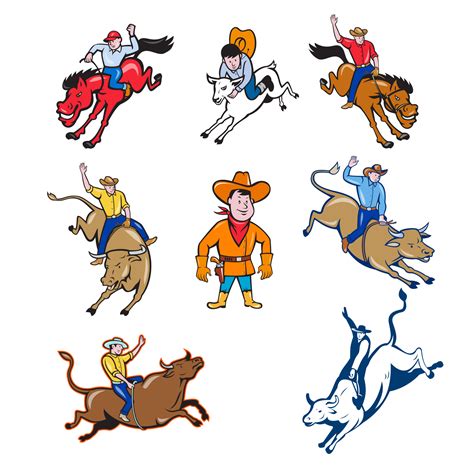 Rodeo Cowboy Cartoon Set 6127214 Vector Art At Vecteezy