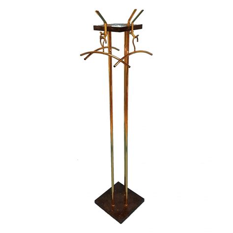 Hollywood Regency Brass And Marble Free Standing Coat Rack 1960s 123245