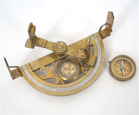 Lot Brass Graphometer And Compass