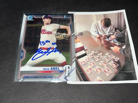 Mick Abel Phillies Auto Signed 2021 1st Bowman Chrome Card 2020 15th