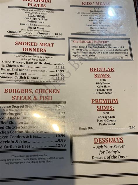 Menu At Louisburg Bbq And Brews Louisburg