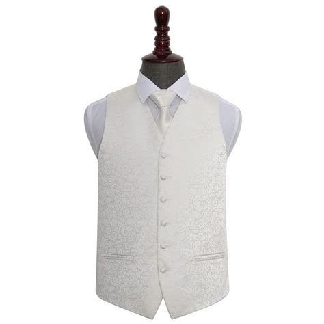 Men S Swirl Ivory Wedding Waistcoat Cravat Set