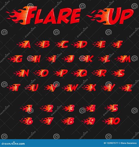 Burning Alphabet With Flame Letters Stock Vector Illustration Of