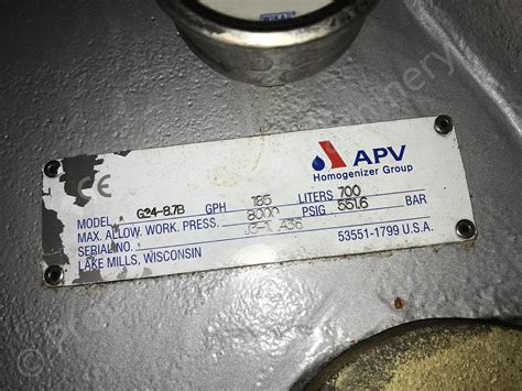 Used 700 LPH APV Gaulin G24 8 7B High Pressure Homogeniser PPM Ltd