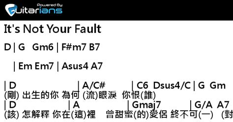 方皓玟 Its Not Your Fault 結他譜 Chord譜 吉他譜 曲 方皓玟 詞 黃偉文