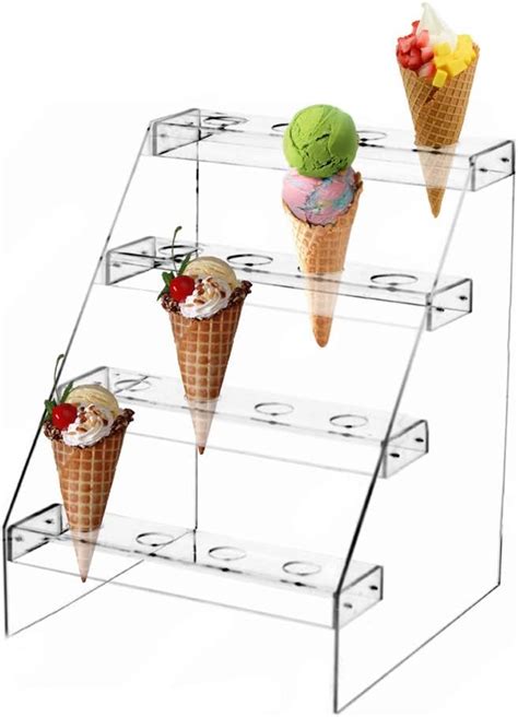 Amazon Fivtyily Clear Acrylic Food Cone Display Stand Rack Ice