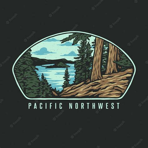 Premium Vector Pacific Northwest Hand Drawn Line Style With Digital