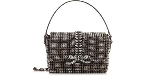 Self Portrait Rhinestones Embellished Bow Bag In Metallic Lyst UK