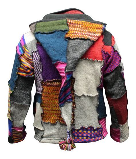 Men S Tye Dye Patchwork Hippie Jacket Fleece Lined Festival Boho Hippy