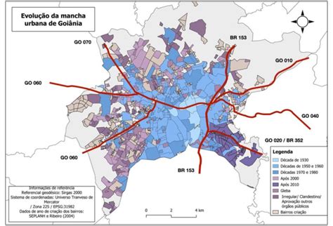 Mapa Da Evolu O Da Mancha Urbana De Goi Nia Fonte Goi Nia Sirgas