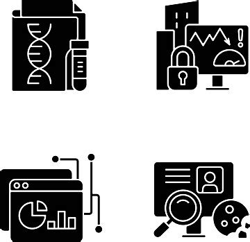 Data Sensitivity Black Glyph Icons Set On White Space Vector