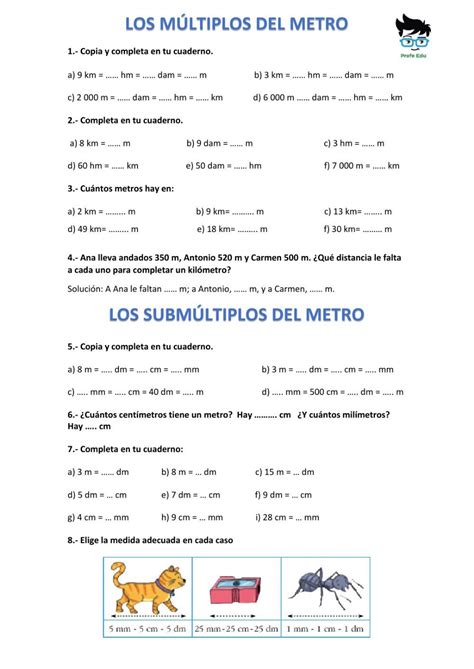 M Ltiplos Y Subm Ltiplos Del Metro Worksheet Matematicas Cuadernos