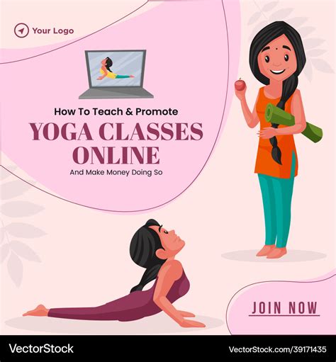 Banner design of yoga classes online Royalty Free Vector